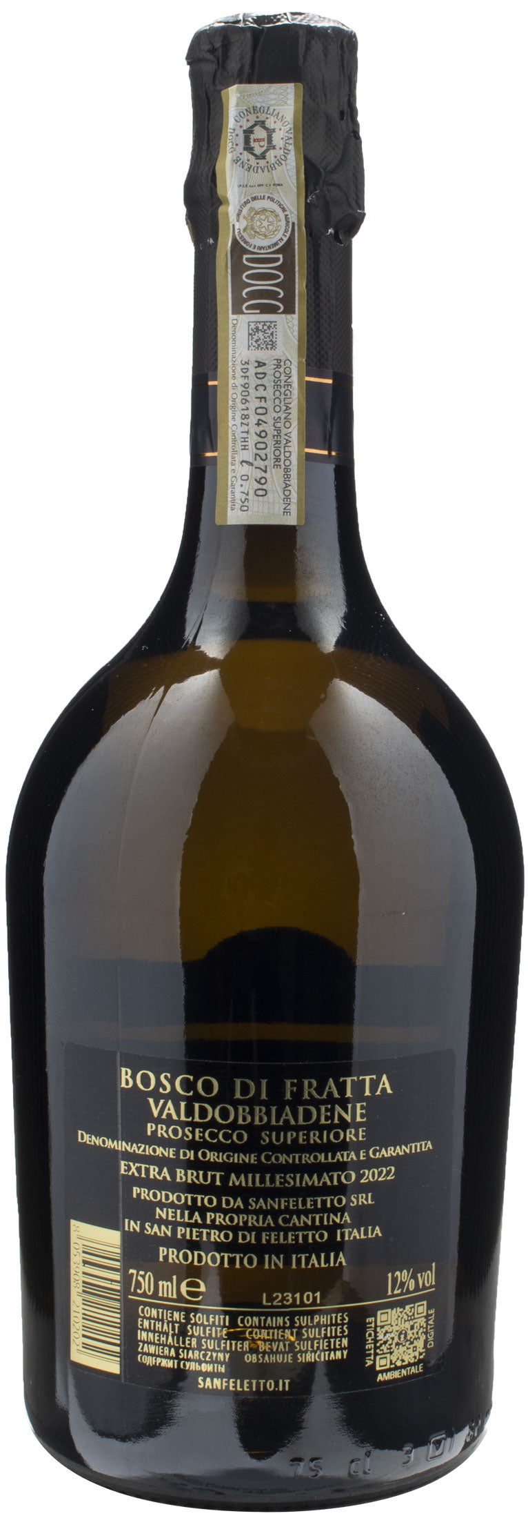 Sanfeletto Valdobbiadene Prosecco Superiore Bosco di Fratta Extra Brut Millesimato 2022 - immagine 2
